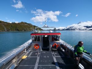 person on boat in Alaska