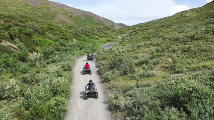 group of ATV's heading into Talkeetna Mountains