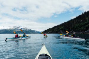 A group kayaking blackstone bay