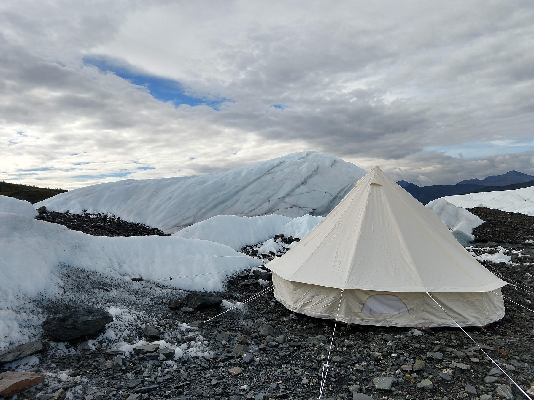 Canvas tent on a glacier