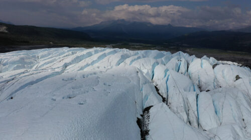 blue ice fins Matanuska Glacier