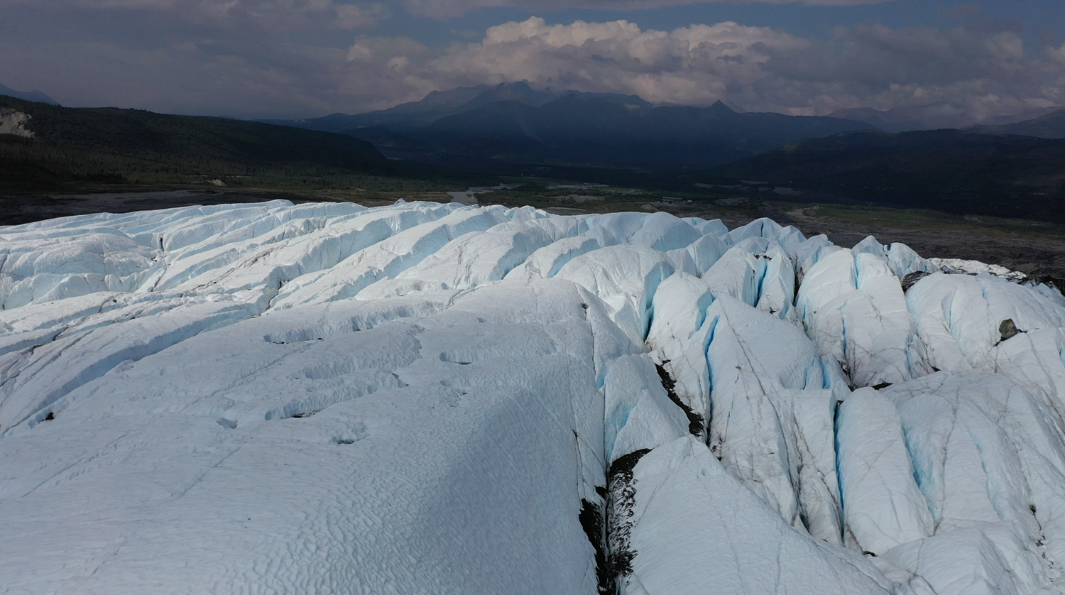 blue ice fins Matanuska Glacier